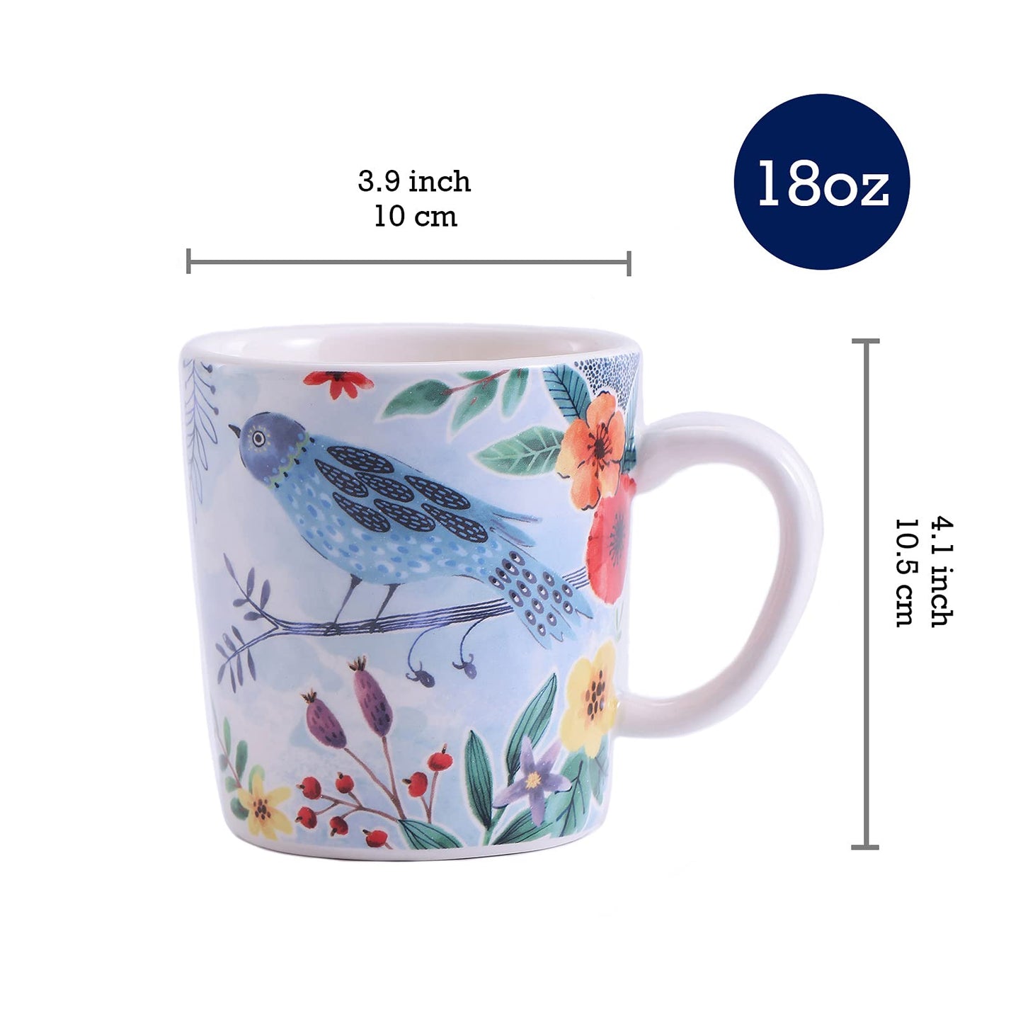 Bico Bird Mugs Set, Set of 4, Ceramic