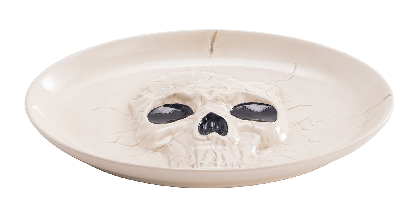 Bico Halloween Skull 14.9 inch Ceramic Oval Platter, Microwave and Dishwasher Safe