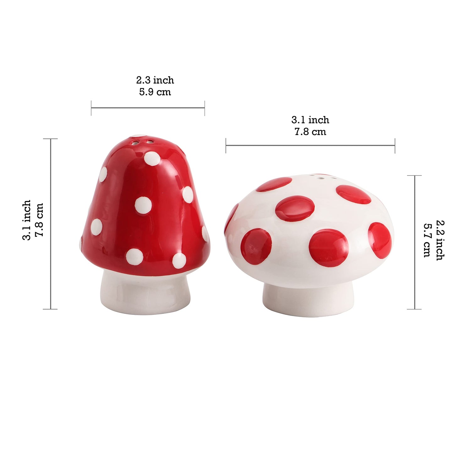 Bico Gnome Mushroom Salt & Pepper Shaker Set, Dishwasher Safe