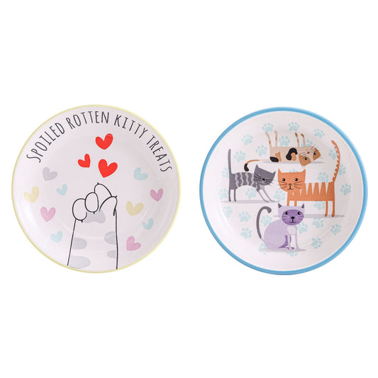 Bico Cat Bowl and Dish, Set of 2, for Cat and Kitten, Dishwasher Safe