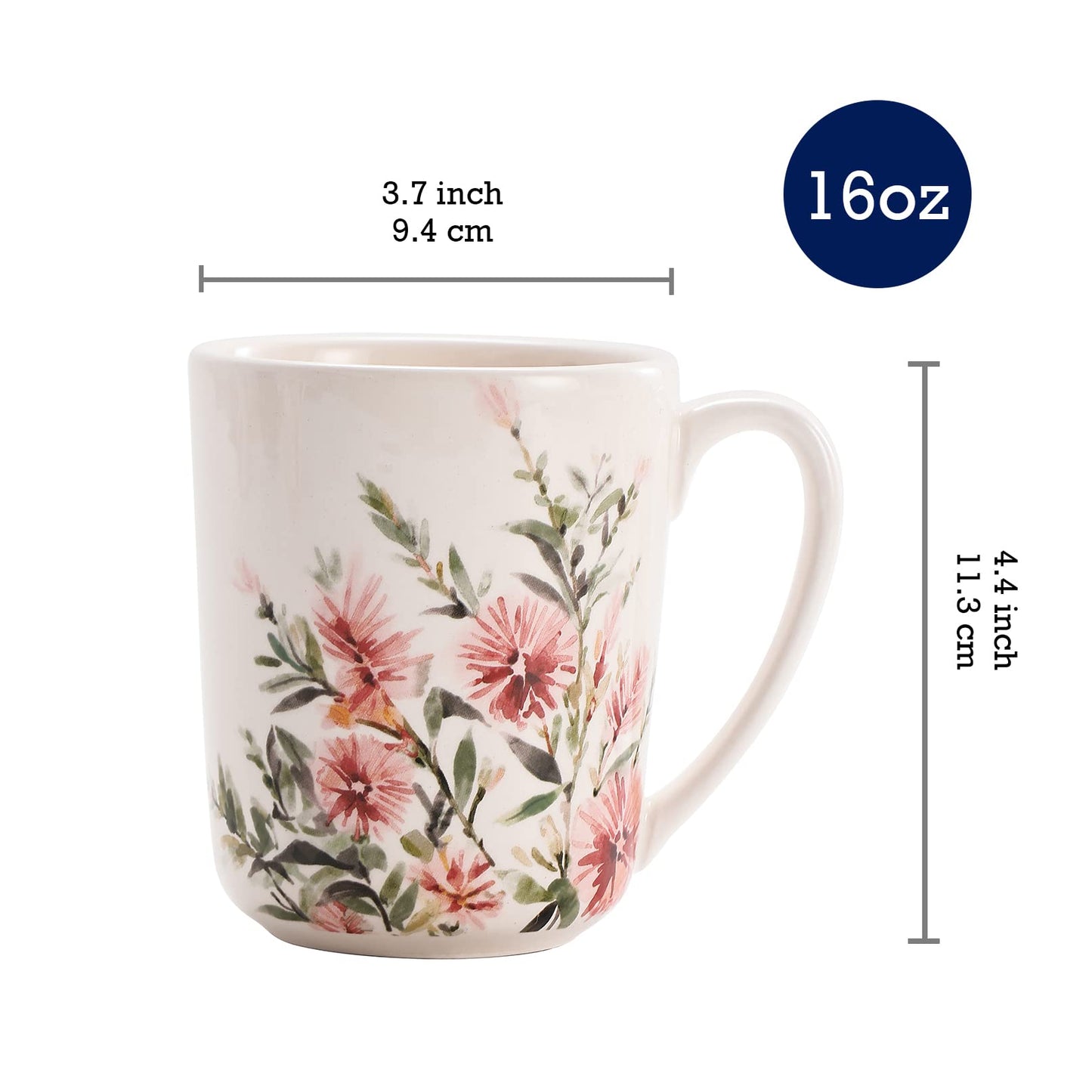 Bico Flower Mugs Set, Set of 4, Ceramic