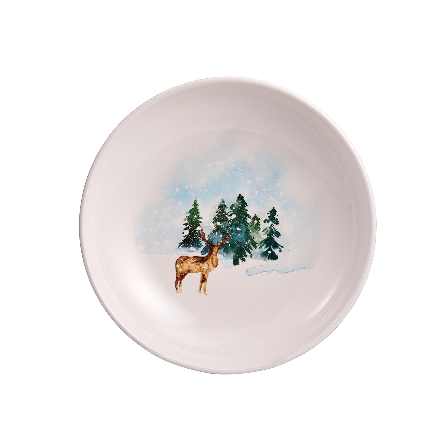 Bico Enchanted Deer Dreamscape Ceramic Pasta Bowl, Set of 5(1 unit 214oz, 4 units 35oz), for Pasta, Salad, Microwave & Dishwasher Safe, House Warming Gift