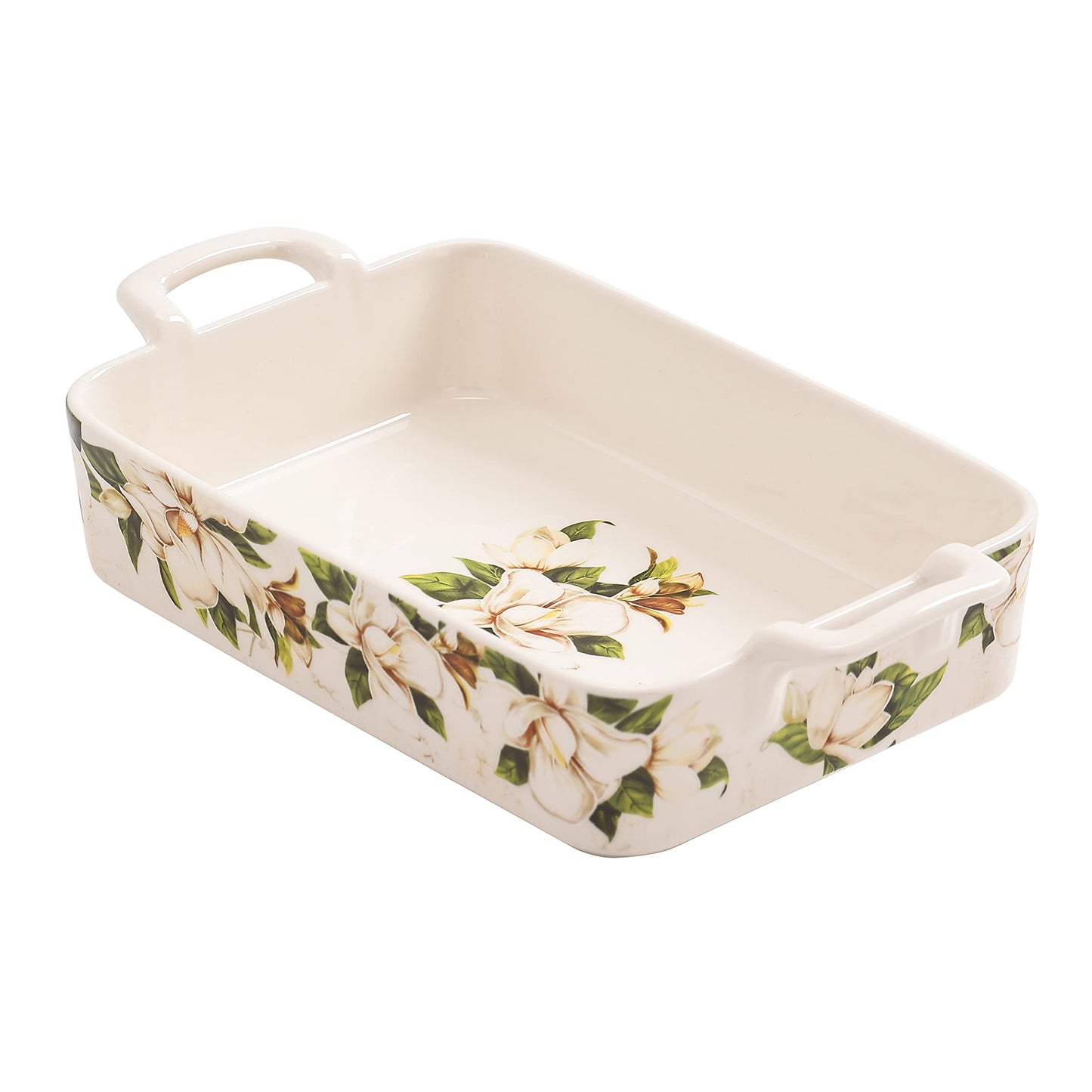 Bico Magnolia Floral Stoneware Baking Dish Set, Non-stick Lasagna Pan, Large Rectangular Baking Pan, Casserole Dish, Microwave, Dishwasher and Oven Safe