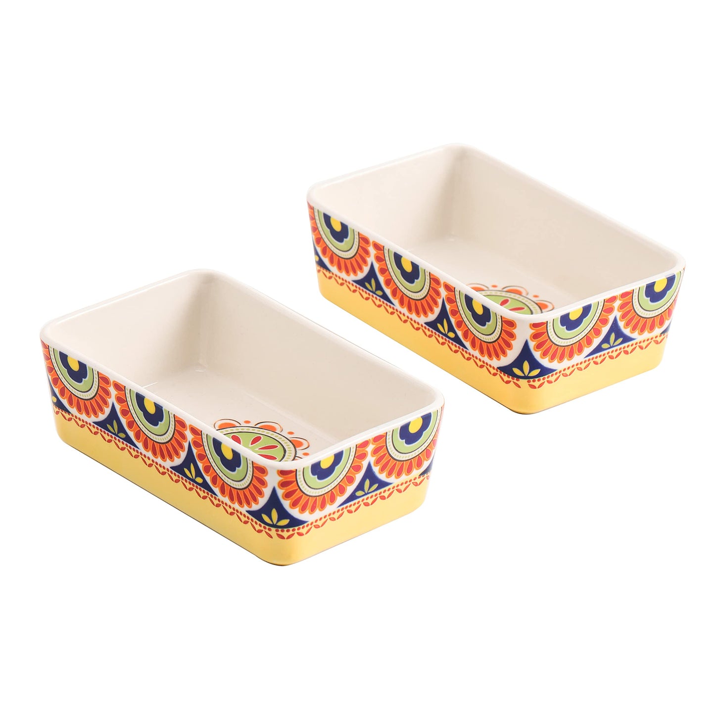 Bico Tunisian Stoneware Cassrole Dish Set, Set of 2, Lasagna Pan, Rectangular Baking Pan, Small Baking Dish, Microwave, Dishwasher and Oven Safe