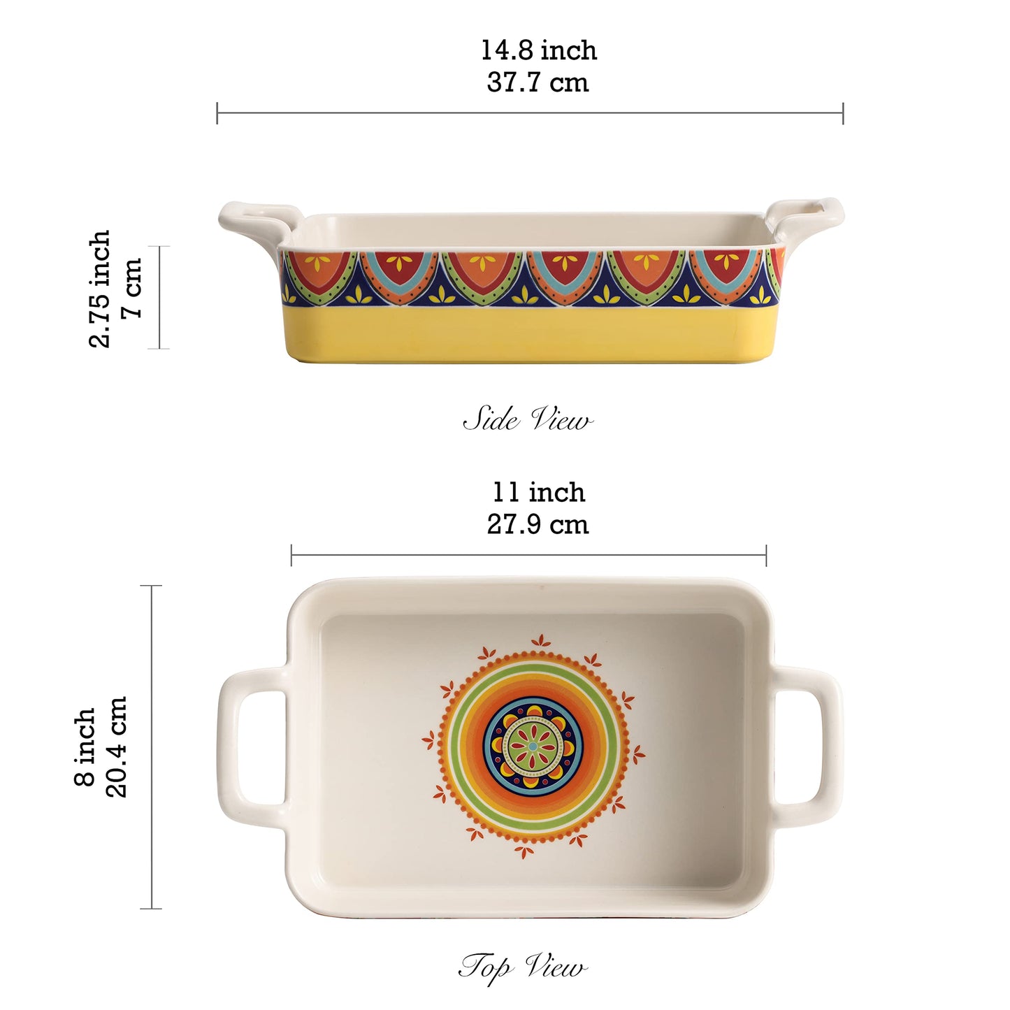 Bico Tunisian Stoneware Baking Dish Set, Non-stick Lasagna Pan, Large Rectangular Baking Pan, Casserole Dish, Microwave, Dishwasher and Oven Safe