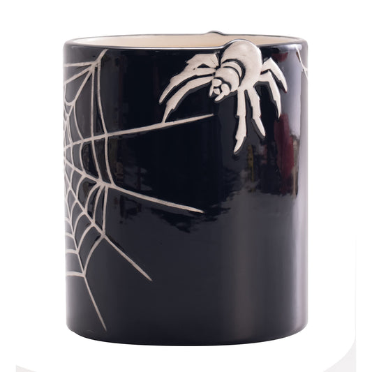 Bico Halloween Spider Web Black Ceramic Utensil Holder, 8.3 x 9.4 inch, for holding and storing your kitchen cultery, Dishwasher Safe