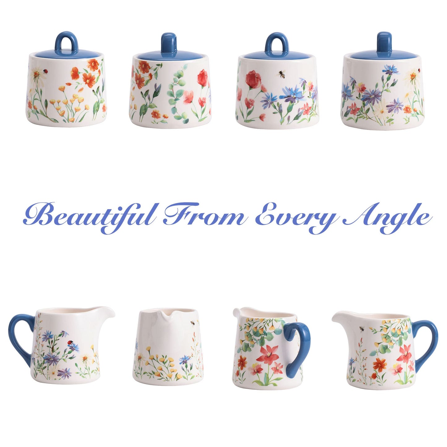 Bico Summer Provence Ceramic Sugar and Cream Set, Dishwasher Safe