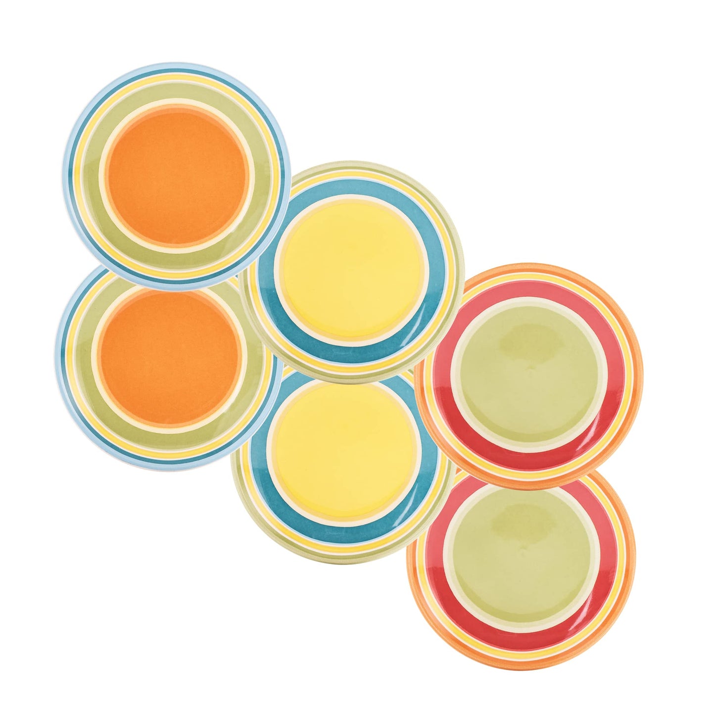 Bico Pattern 6 inch Ceramic Plain Appetizer Plate, Set of 6, for Salad, Appetizer, Snacks, Microwave & Dishwasher Safe