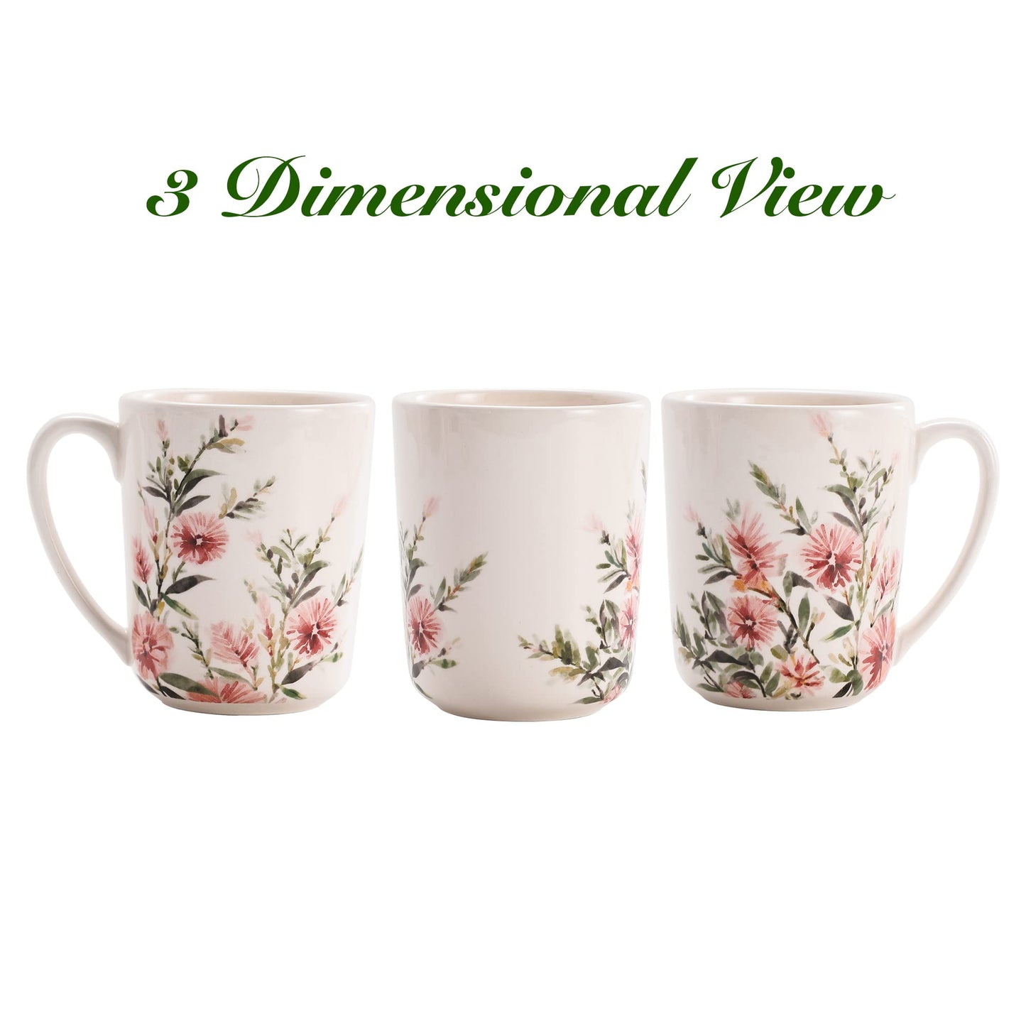 Bico Flower Mugs Set, Set of 4, Ceramic