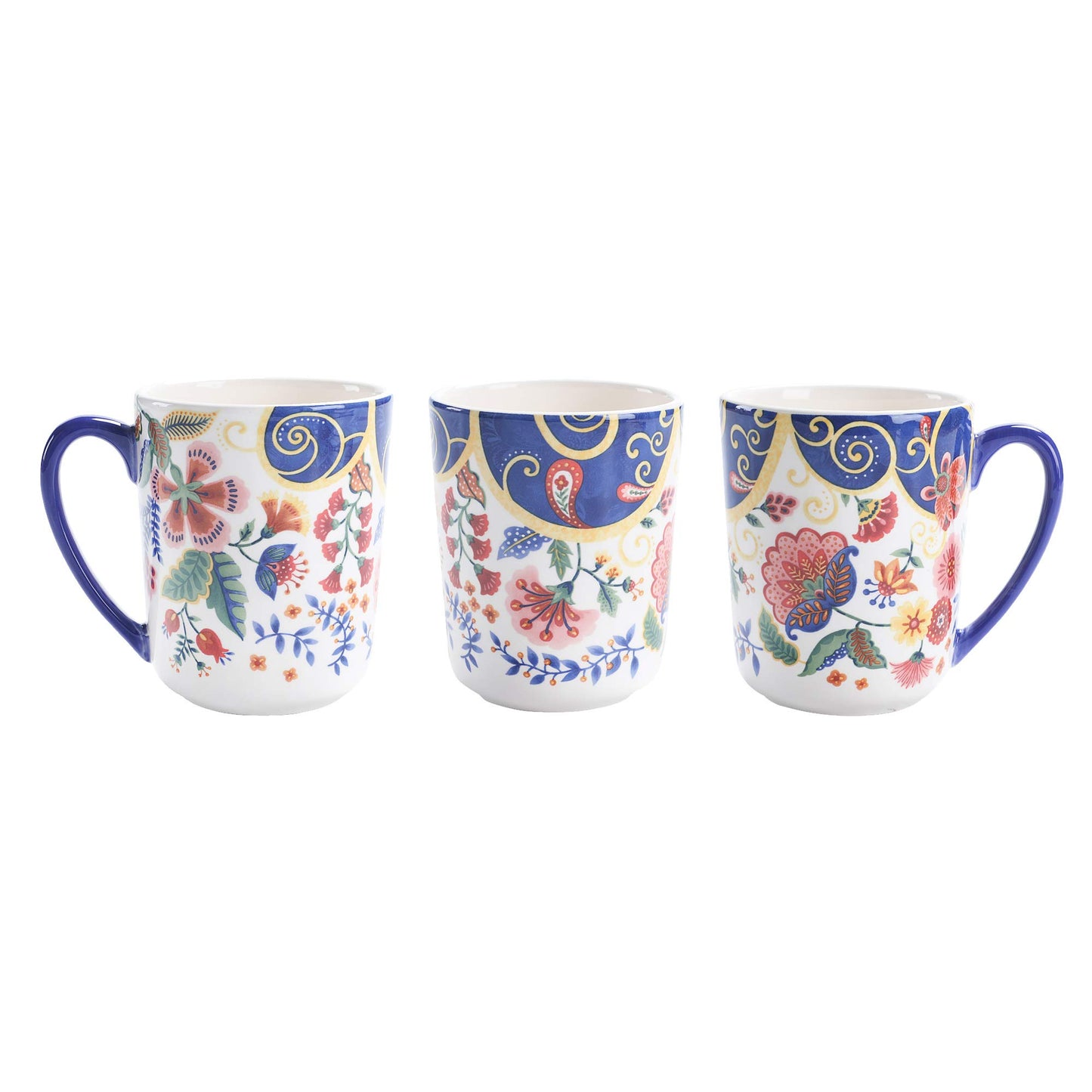 Bico Pattern Mugs Set, Set of 4, Ceramic