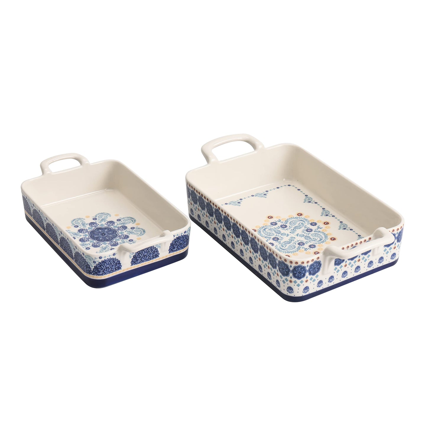 Bico Blue Talavera Stoneware Baking Dish Set, Non-stick Lasagna Pan, Large Rectangular Baking Pan, Casserole Dish, Microwave, Dishwasher and Oven Safe