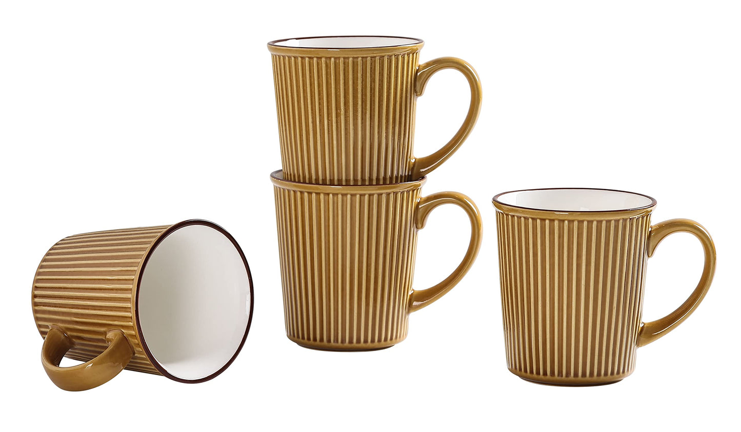 Bico Helios Ceramic Mugs, 15oz, Set of 4, for Coffee, Tea, Drinks, Microwave & Dishwasher Safe