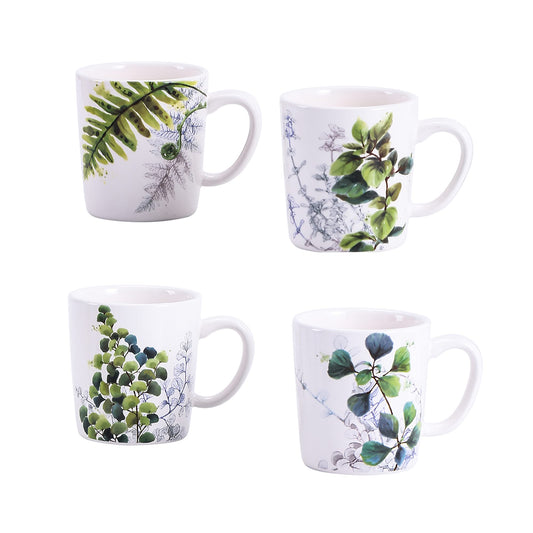 Bico Leaf Mugs Set, Set of 4, Ceramic