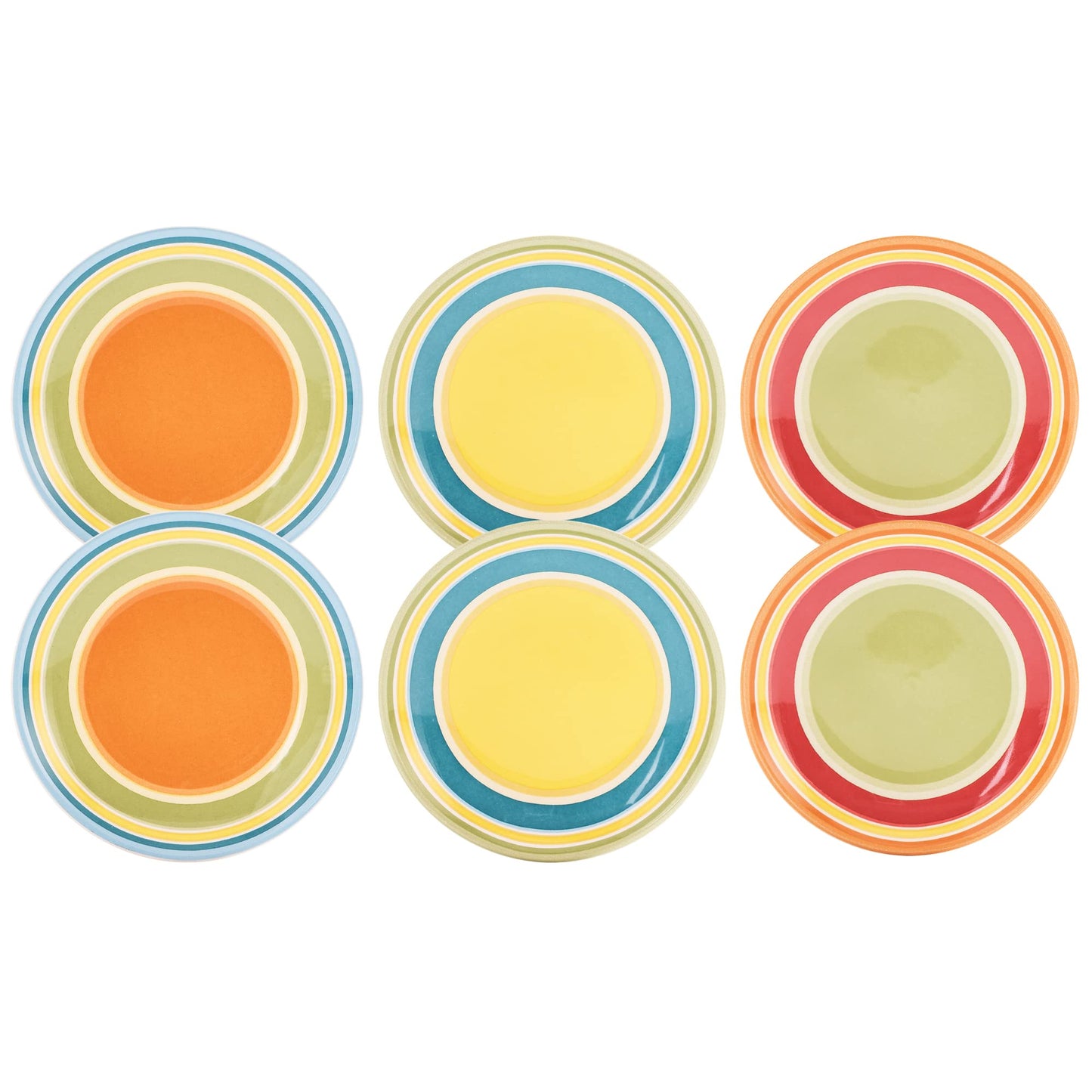 Bico Pattern 6 inch Ceramic Plain Appetizer Plate, Set of 6, for Salad, Appetizer, Snacks, Microwave & Dishwasher Safe