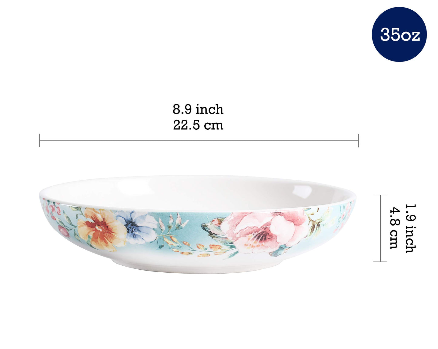 Bico Flower Dinner Bowls Set, Set of 4, Ceramic, 35oz