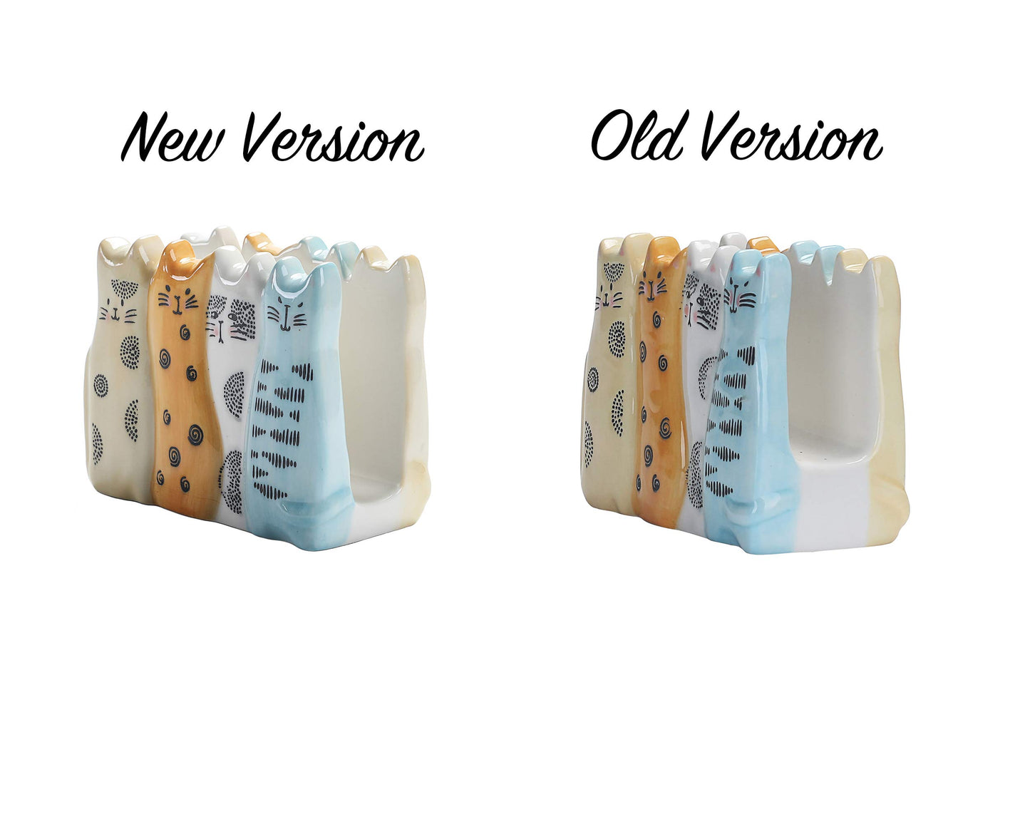 Bico Cartoon Cat Napkin Holder, Handpainted Stoneware, Dishwasher Safe