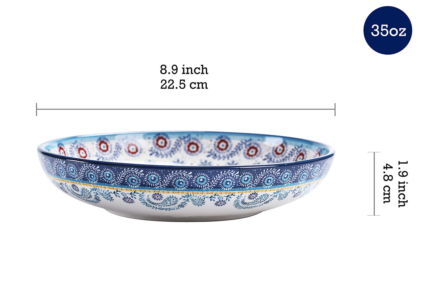 Bico Pattern Dinner Bowls Set, Set of 4, Ceramic, 35oz