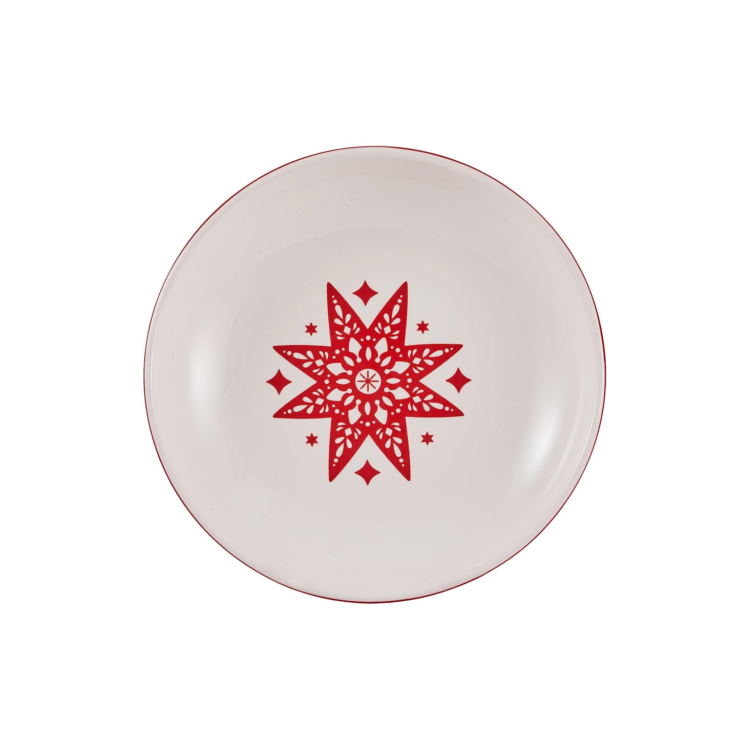 Bico Holly Jolly Ceramic 35oz Dinner Bowls, Set of 4, for Pasta, Salad, Cereal, Soup & Microwave & Dishwasher Safe