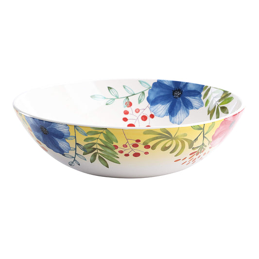 Bico Flower Carnival Ceramic 13 inch Serving Bowl, Microwave & Dishwasher Safe