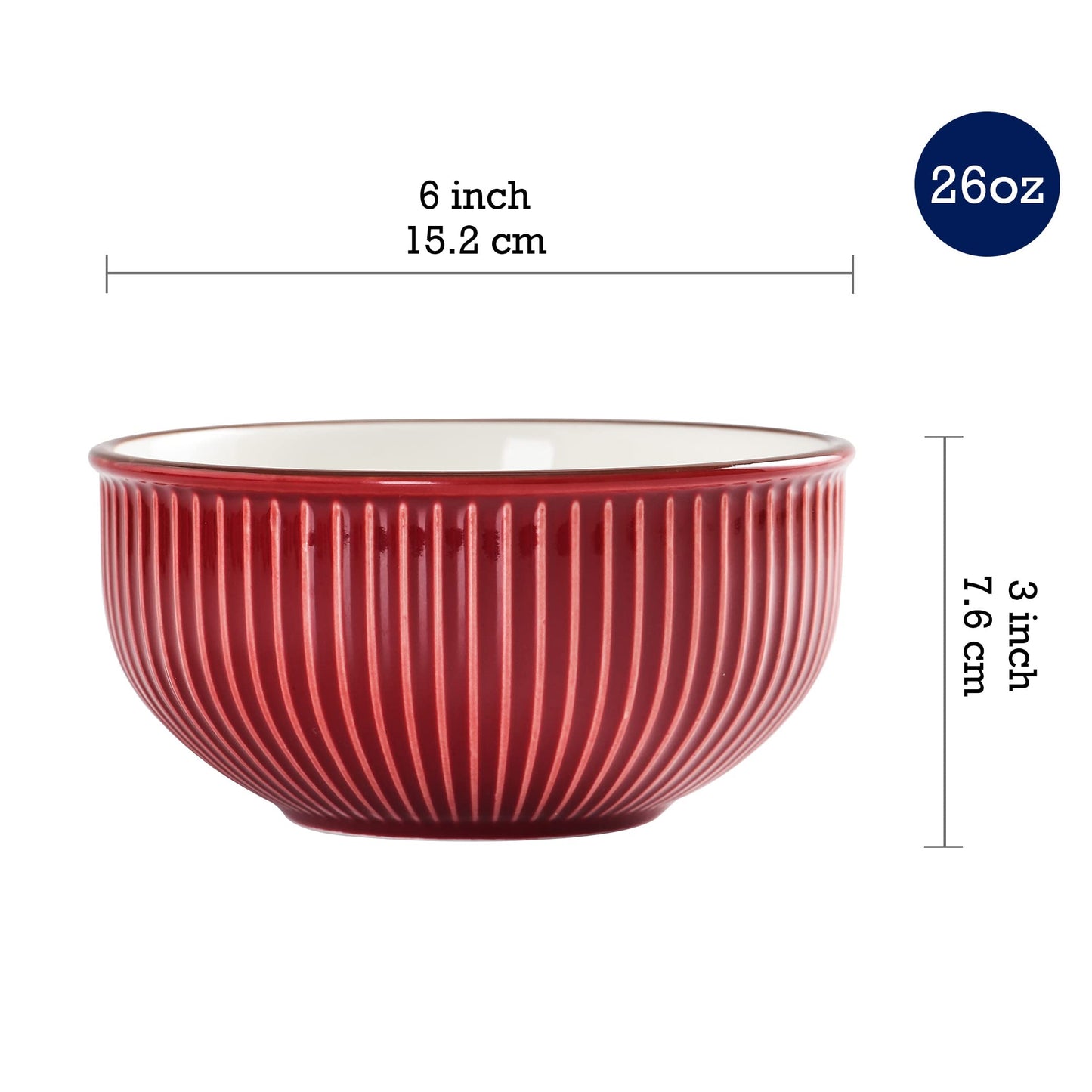 Bico Helios 26oz Cereal Bowls, Set of 4, for Pasta, Salad, Cereal, Soup & Microwave & Dishwasher Safe