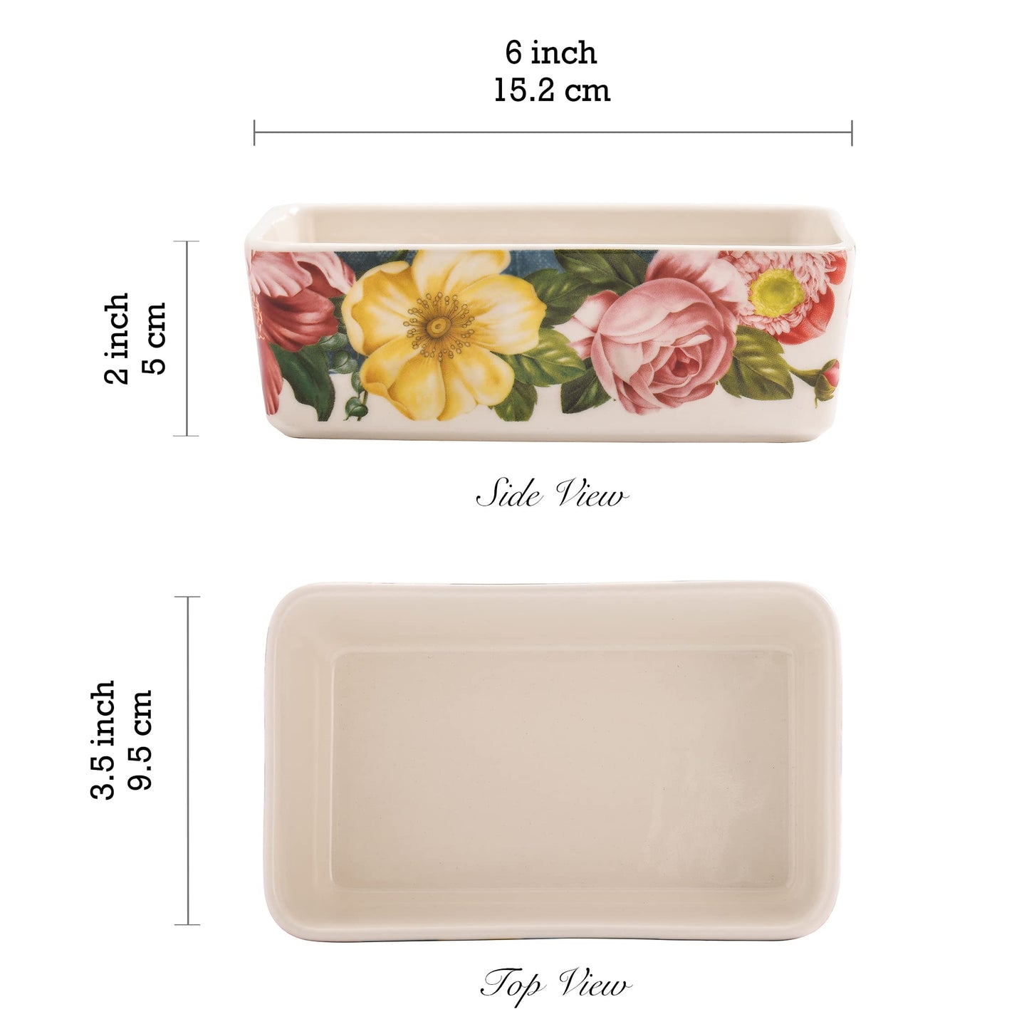 Bico Peony Heaven Stoneware Casserole Dish Set, Set of 2, Lasagna Pan, Rectangular Baking Pan, Small Baking Dish, Microwave, Dishwasher and Oven Safe