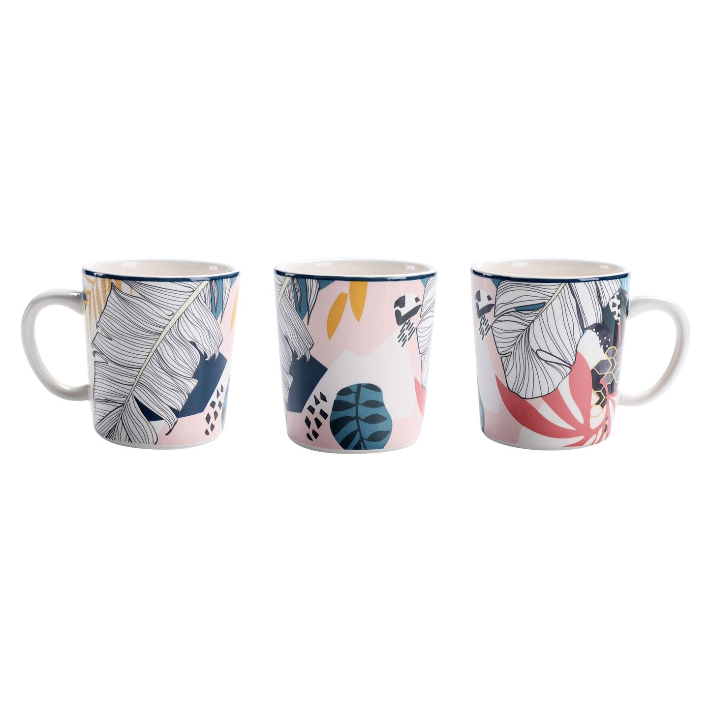 Bico Leaf Mugs Set, Set of 4, Ceramic