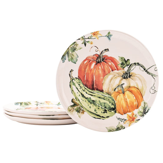 Bico Pumpkin Feast 11 inch Dinner Plates, Set of 4, for Pasta, Salad, Maincourse, Microwave & Dishwasher Safe