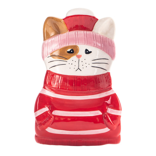 Bico Knitted Kitten Ceramic Spoon Rest, Microwave and Dishwasher Safe