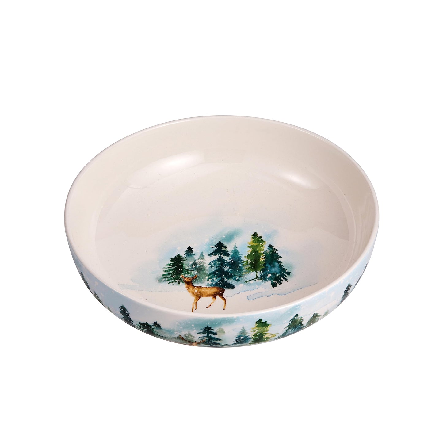 Bico Enchanted Deer Dreamscape Ceramic Pasta Bowl, Set of 5(1 unit 214oz, 4 units 35oz), for Pasta, Salad, Microwave & Dishwasher Safe, House Warming Gift