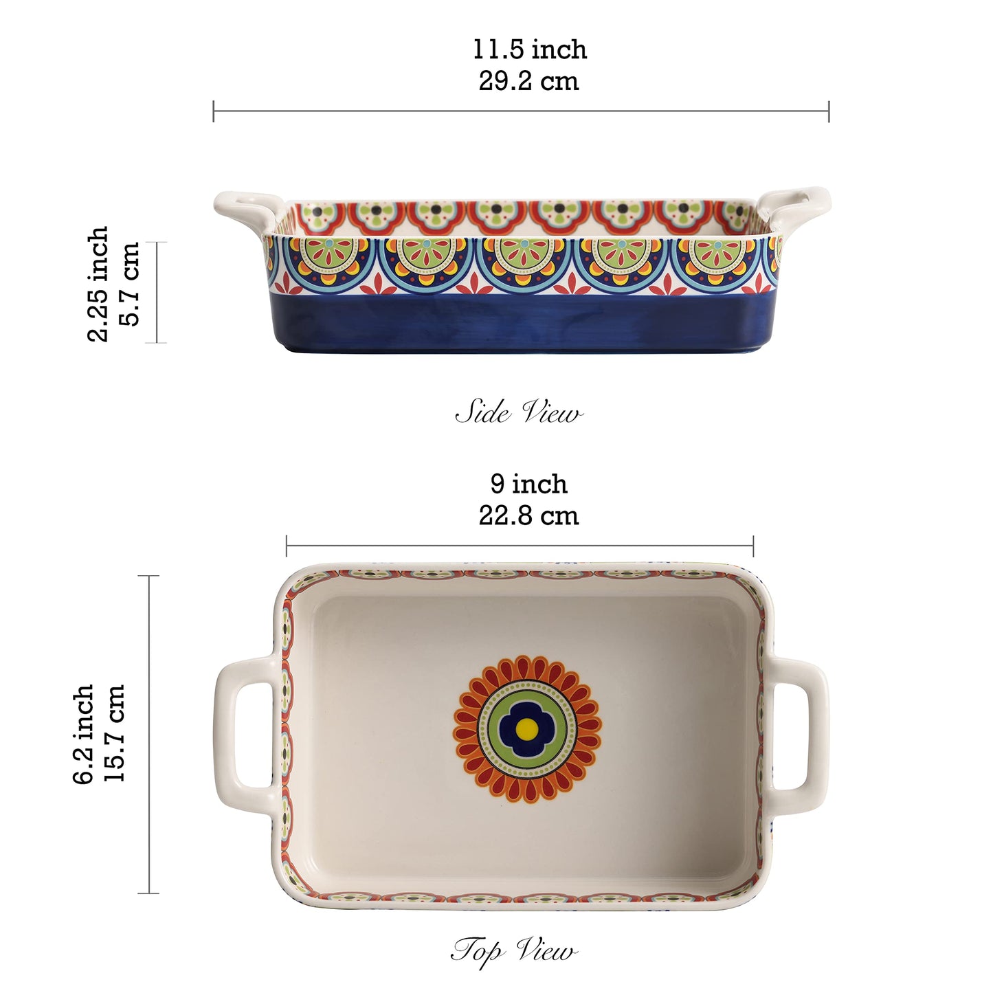 Bico Tunisian Stoneware Baking Dish Set, Non-stick Lasagna Pan, Large Rectangular Baking Pan, Casserole Dish, Microwave, Dishwasher and Oven Safe