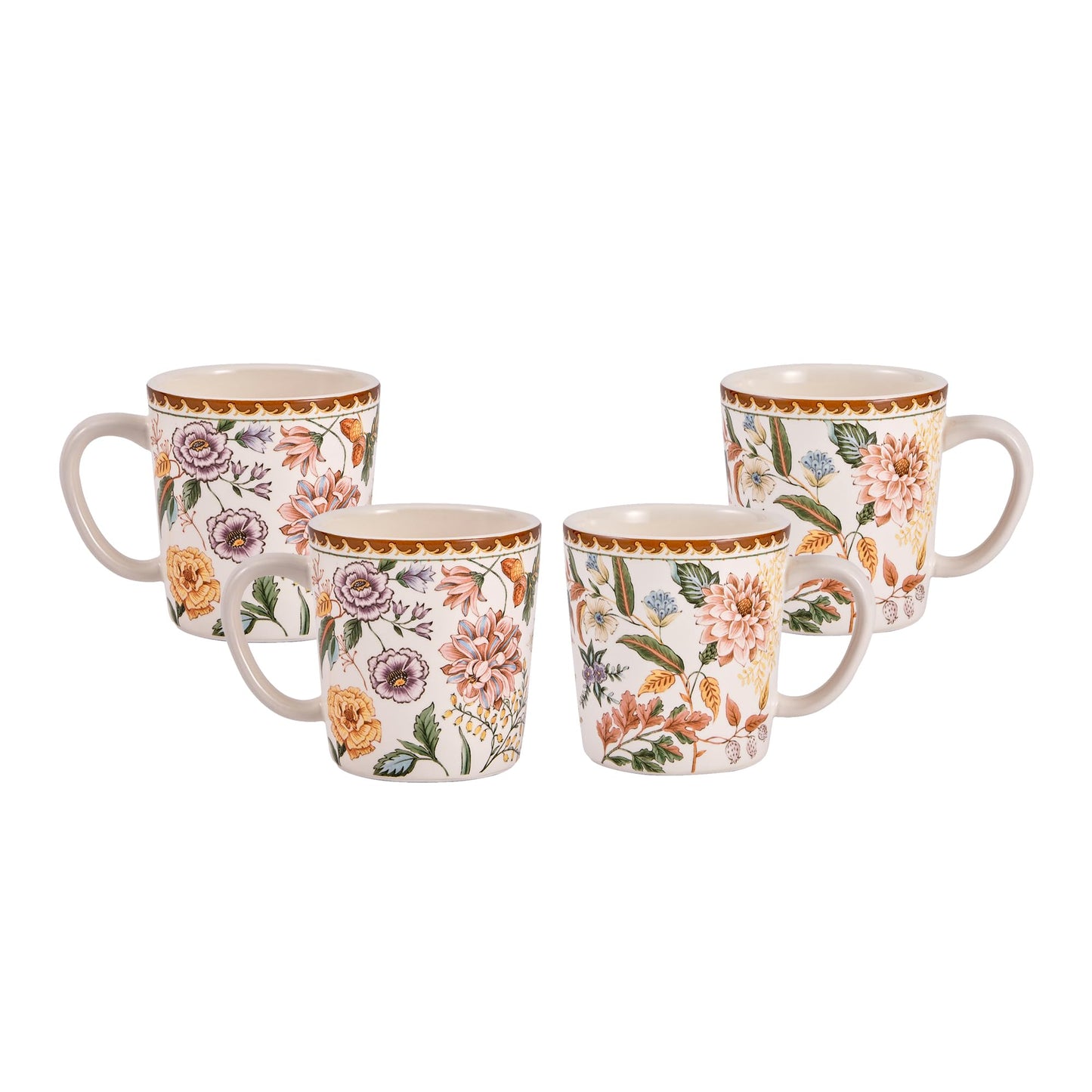 Bico Flower Mugs Set, Set of 4, Ceramic