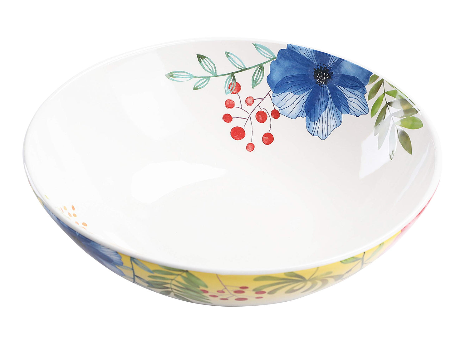 Bico Flower Carnival Ceramic 13 inch Serving Bowl, Microwave & Dishwasher Safe