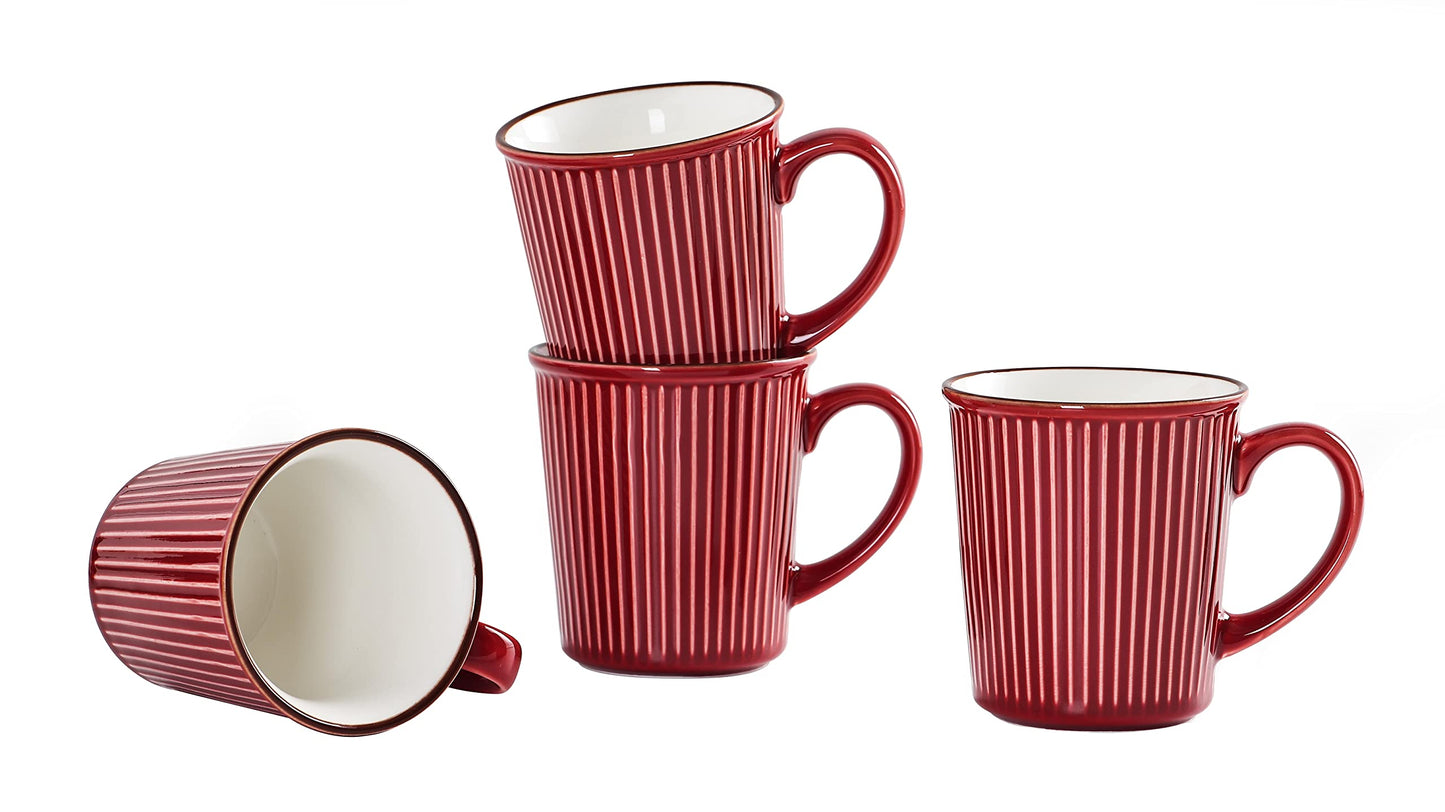 Bico Helios Ceramic Mugs, 15oz, Set of 4, for Coffee, Tea, Drinks, Microwave & Dishwasher Safe