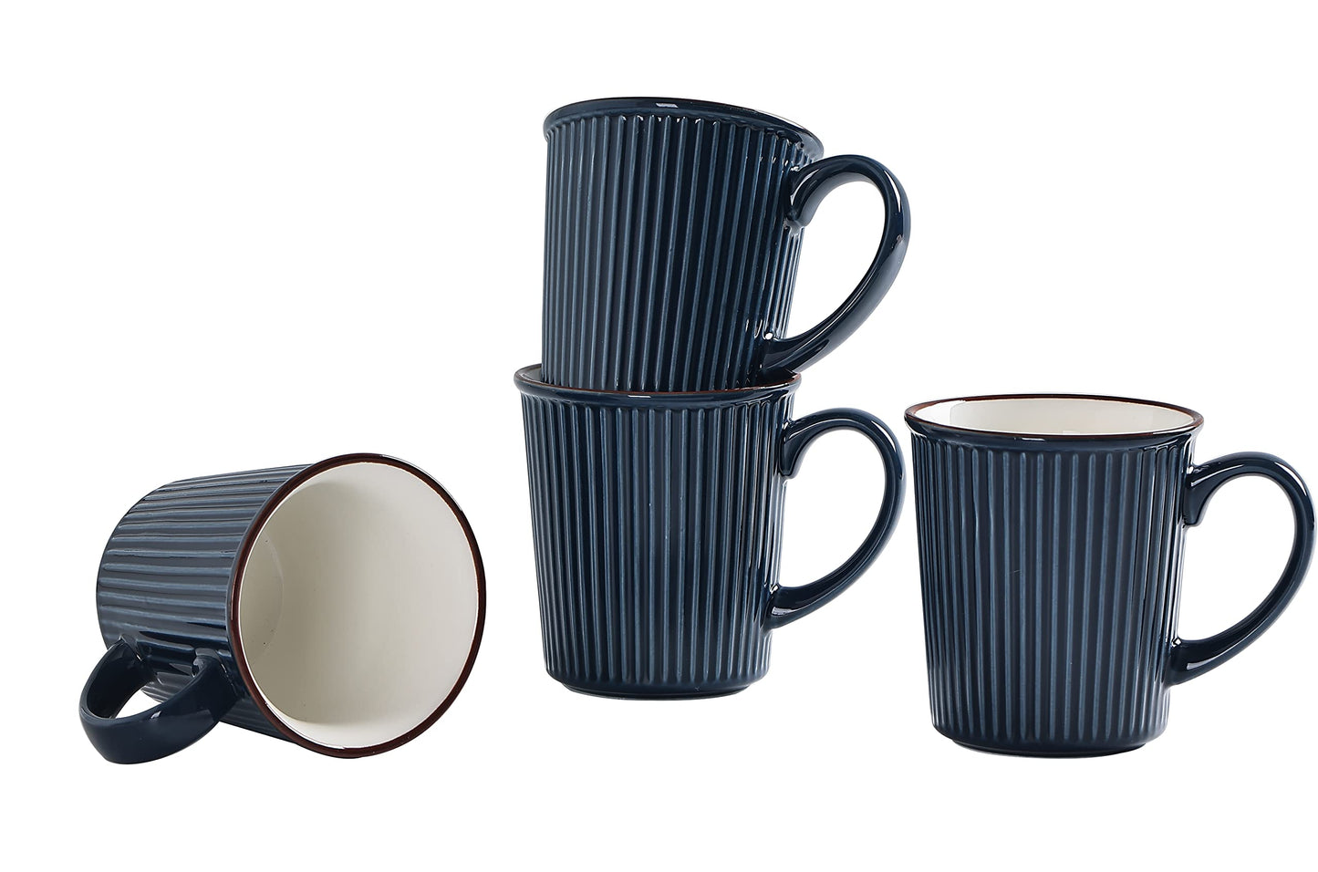 Bico Helios Ceramic Mugs, 15oz, Set of 4, for Coffee, Tea, Drinks, Microwave & Dishwasher Safe