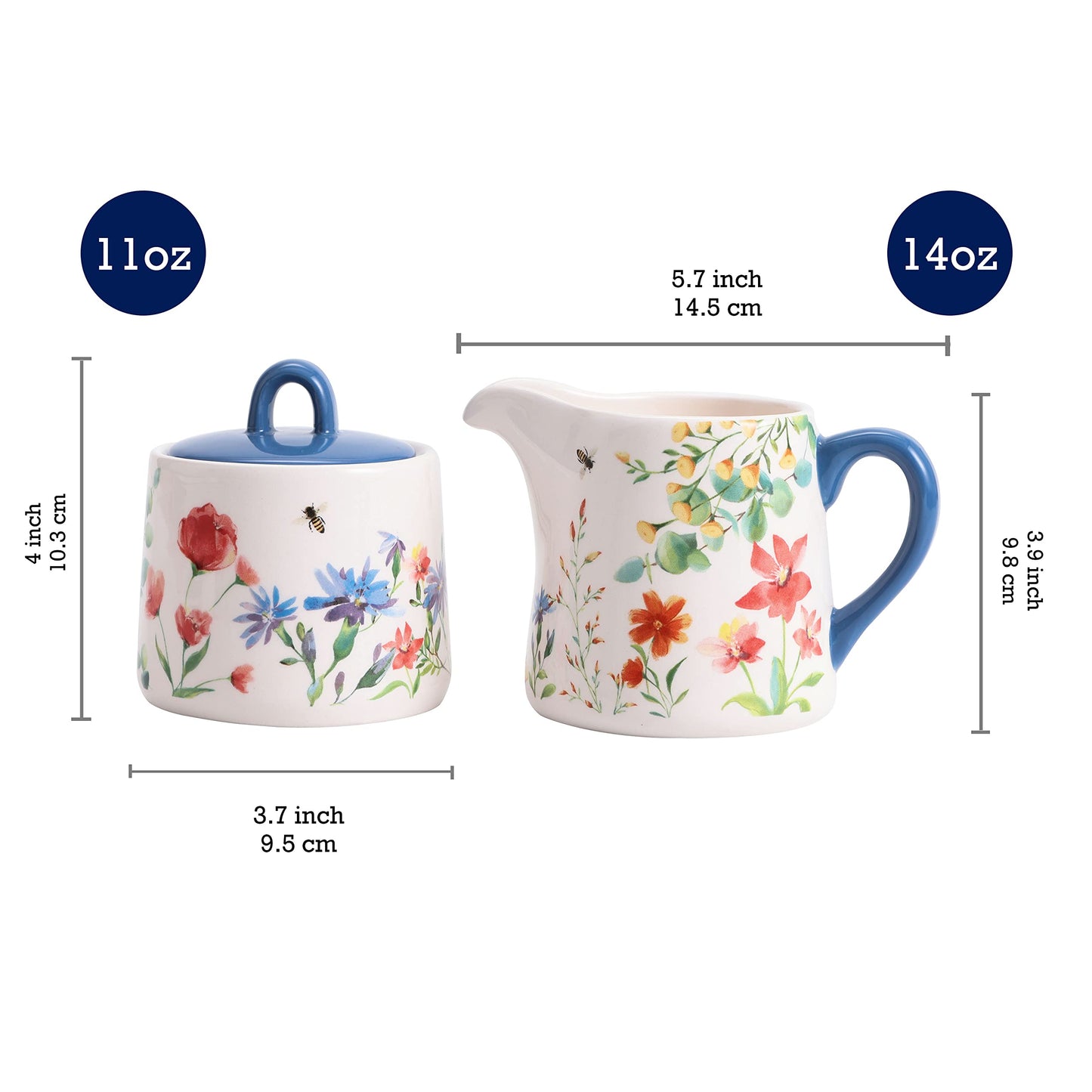 Bico Summer Provence Ceramic Sugar and Cream Set, Dishwasher Safe