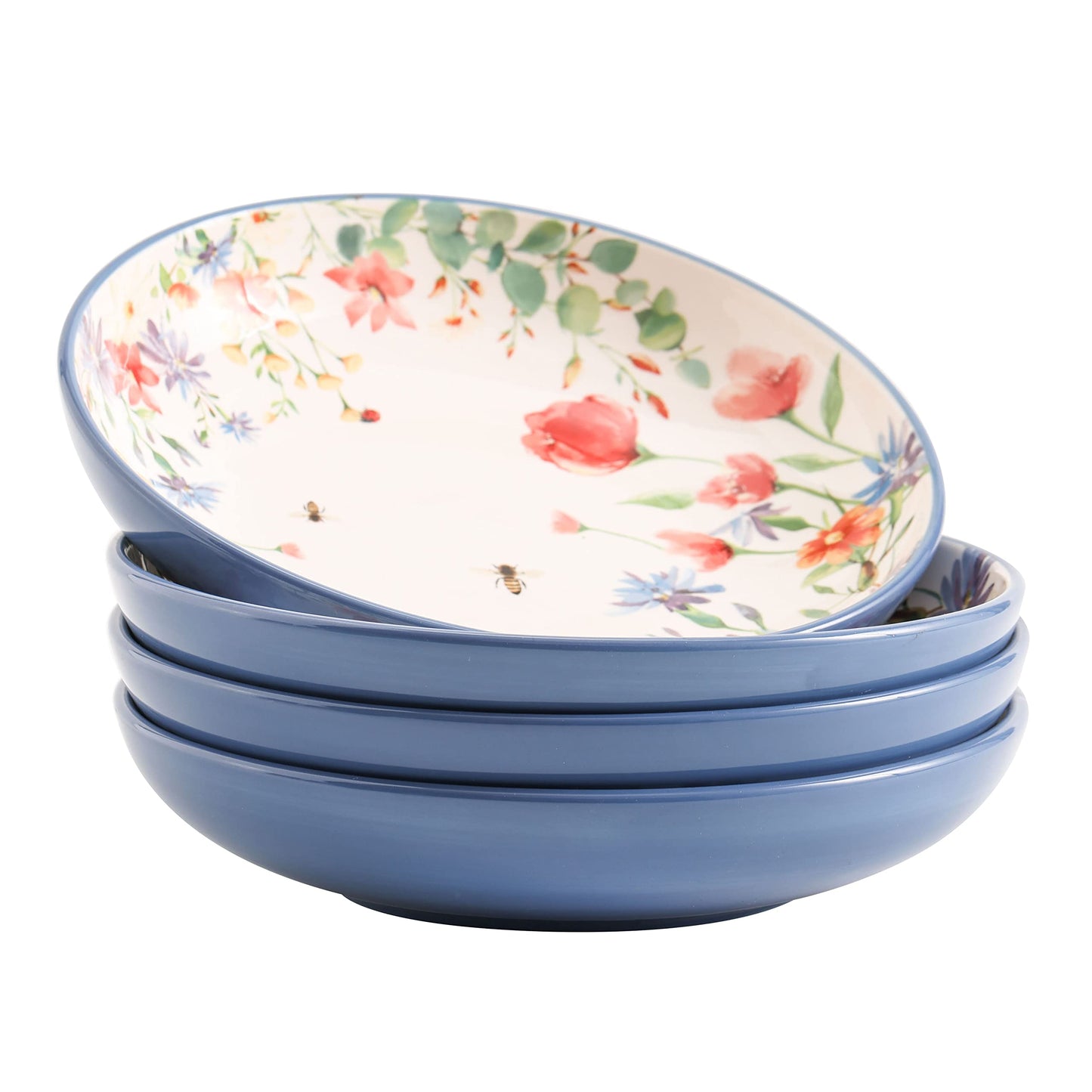 Bico Flower Dinner Bowls Set, Set of 4, Ceramic, 35oz