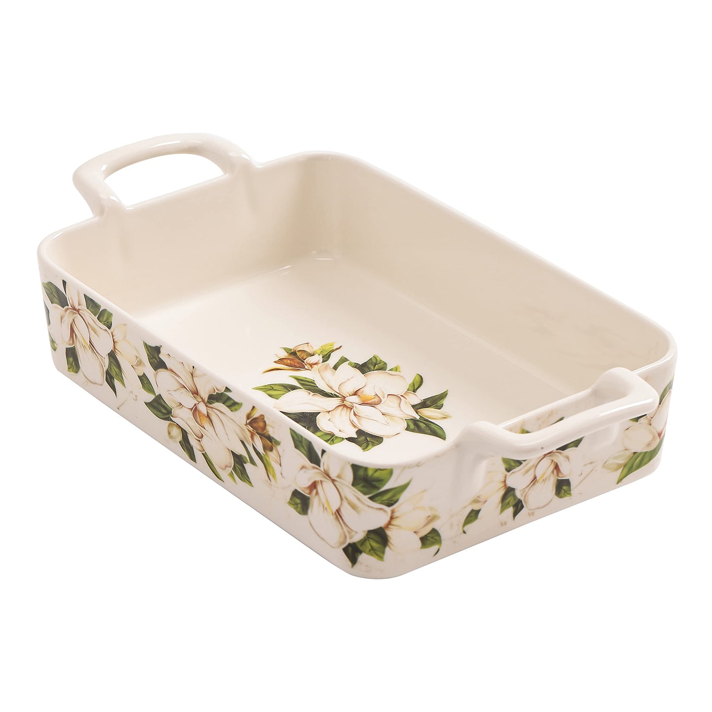 Bico Magnolia Floral Stoneware Baking Dish Set, Non-stick Lasagna Pan, Large Rectangular Baking Pan, Casserole Dish, Microwave, Dishwasher and Oven Safe