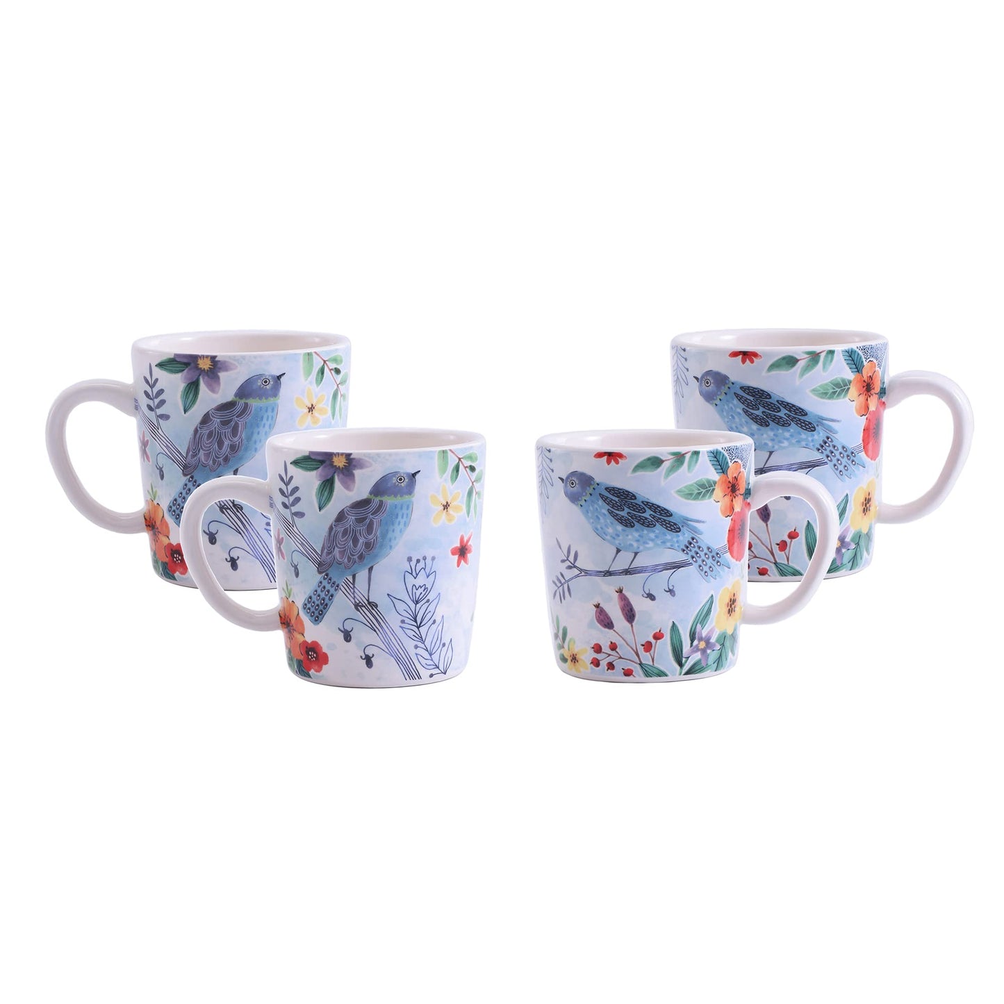 Bico Bird Mugs Set, Set of 4, Ceramic