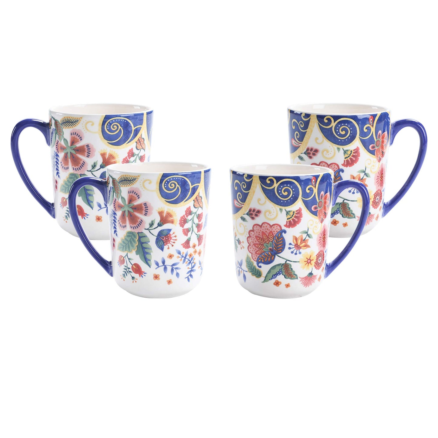 Bico Pattern Mugs Set, Set of 4, Ceramic