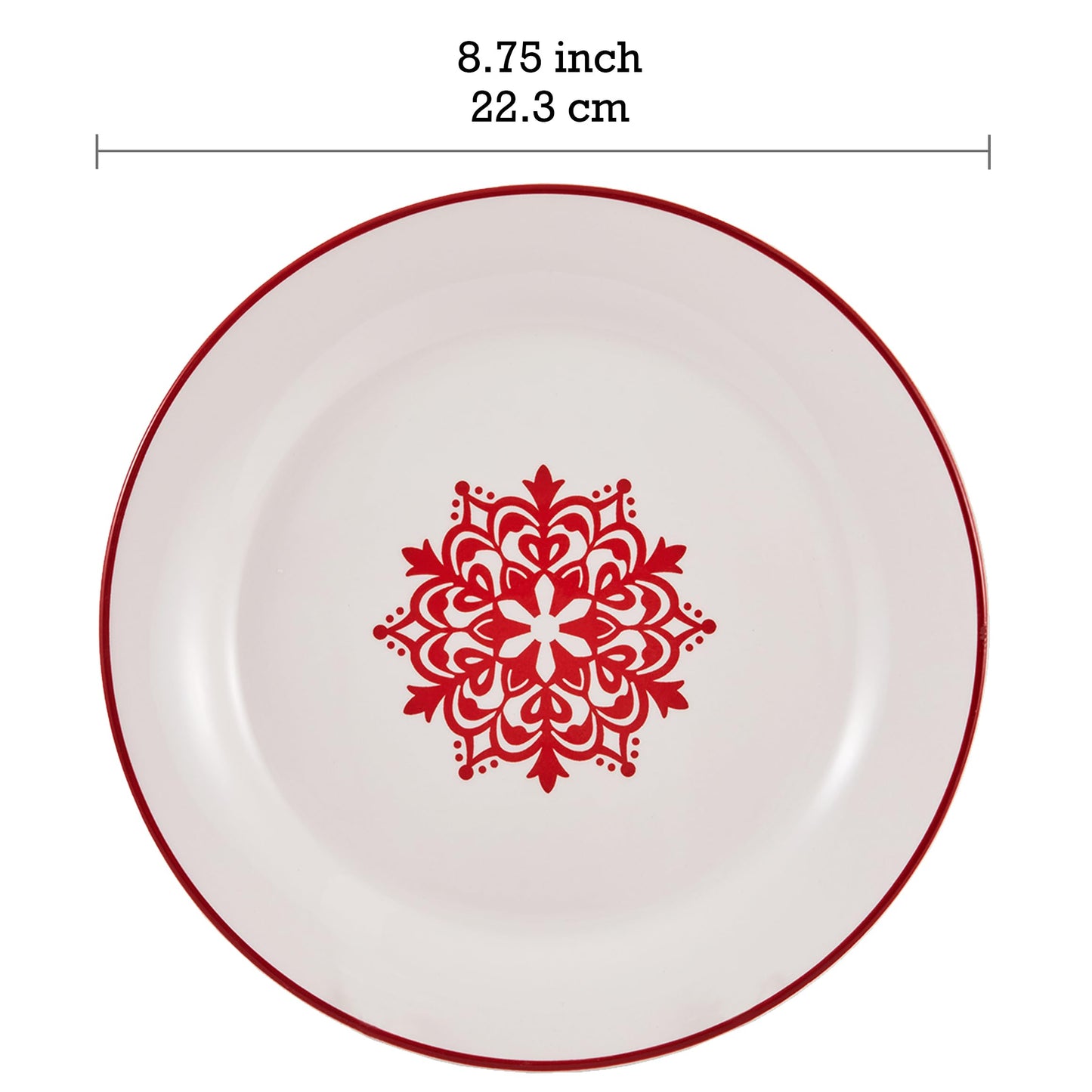 Bico Holly Jolly Salad Plates, 8.75 inch, Set of 4, for Salad, Appetizer, Microwave & Dishwasher Safe