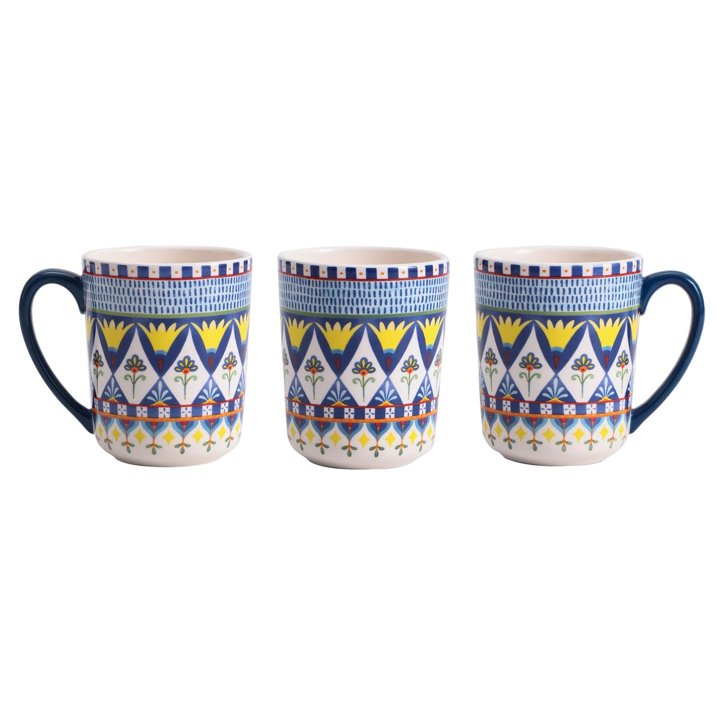 Bico Pattern Mugs Set, Set of 4, Ceramic