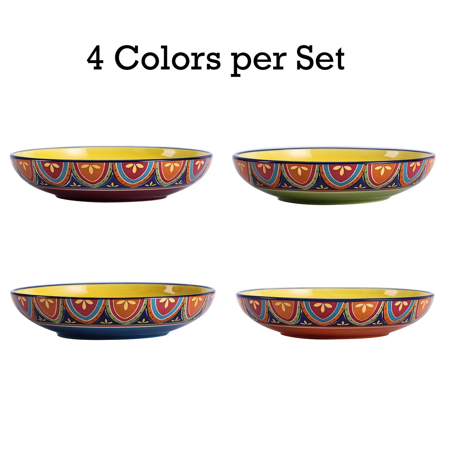 Bico Pattern Dinner Bowls Set, Set of 4, Ceramic, 35oz