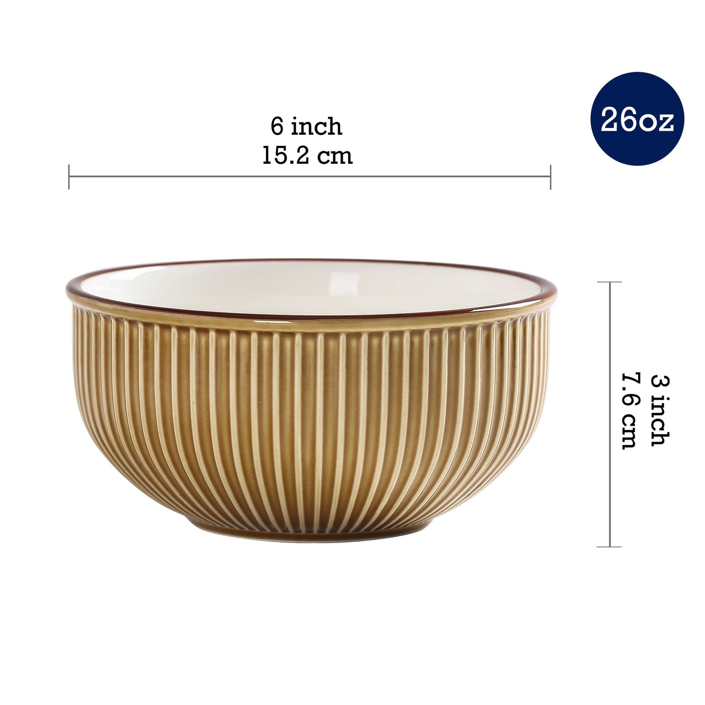 Bico Helios 26oz Cereal Bowls, Set of 4, for Pasta, Salad, Cereal, Soup & Microwave & Dishwasher Safe