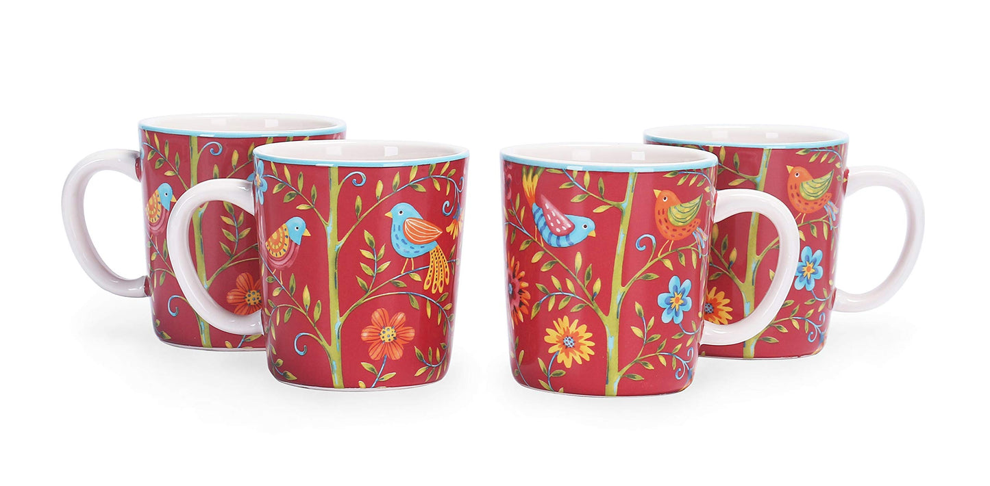 Bico Bird Mugs Set, Set of 4, Ceramic