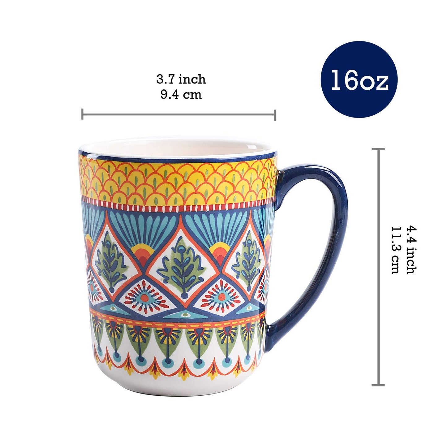 Bico Pattern Mugs Set, Set of 4, Ceramic