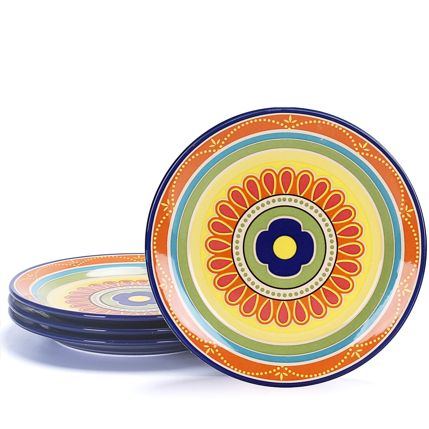 Bico Pattern Salad Plates Set, Set of 4, Ceramic, 8.75 inch