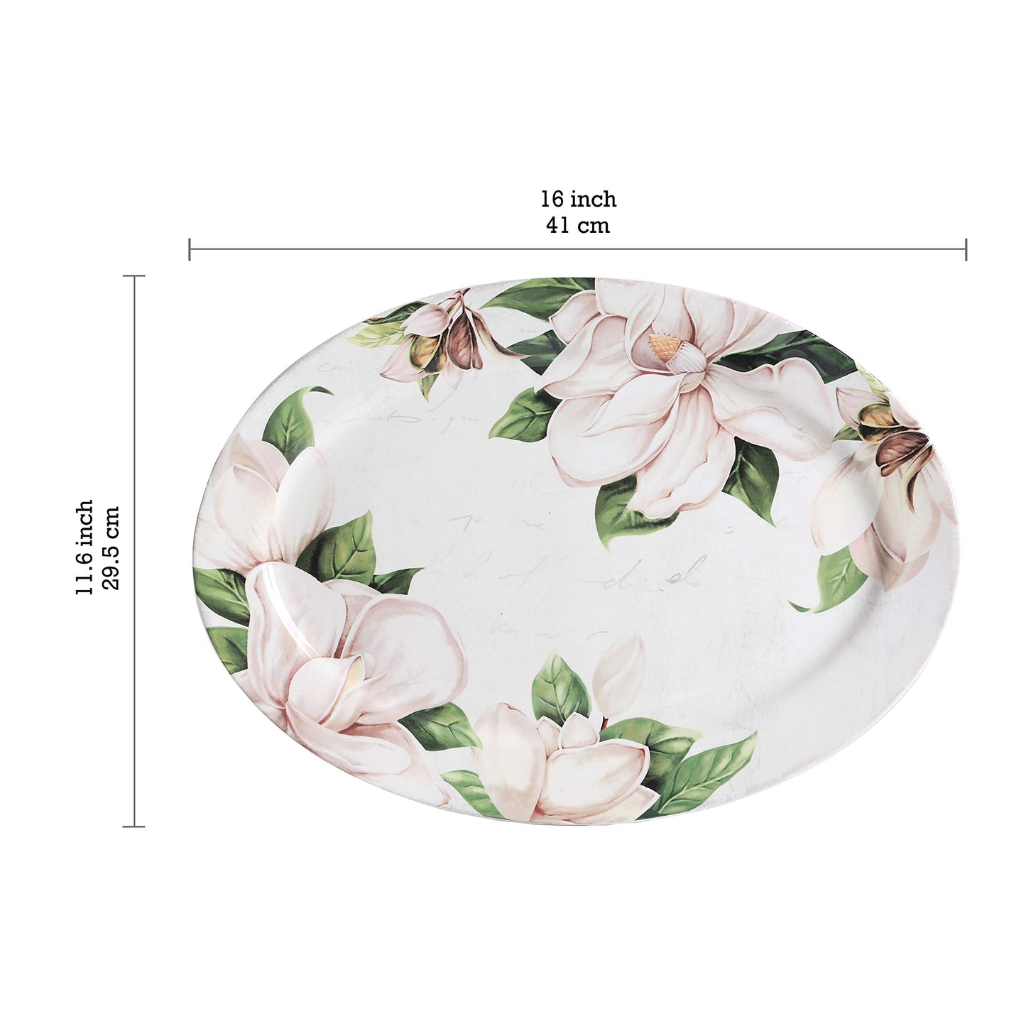 Bico Magnolia Floral Ceramic 16 inch Oval Platter, Microwave & Dishwasher Safe