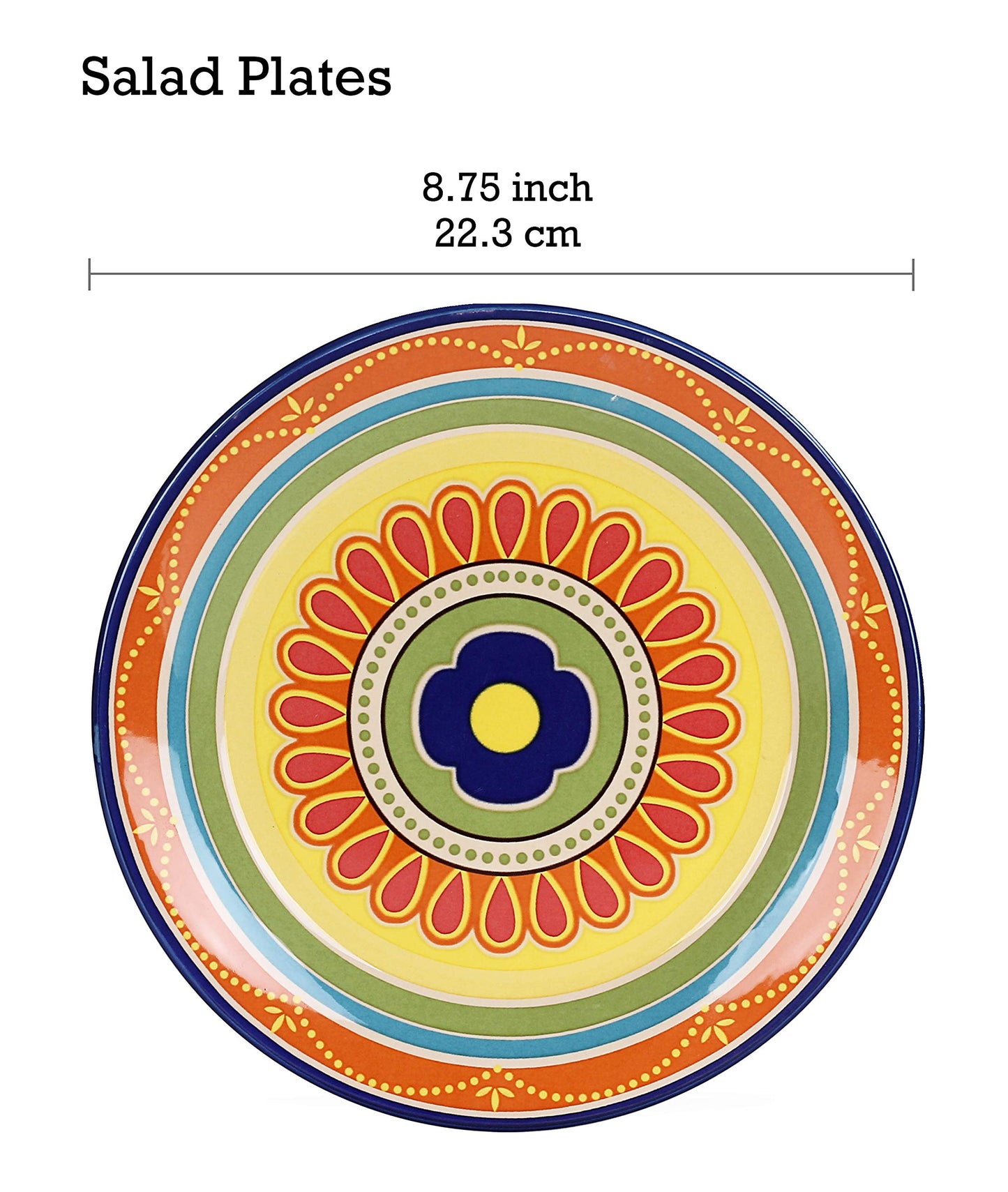 Bico Pattern Salad Plates Set, Set of 4, Ceramic, 8.75 inch