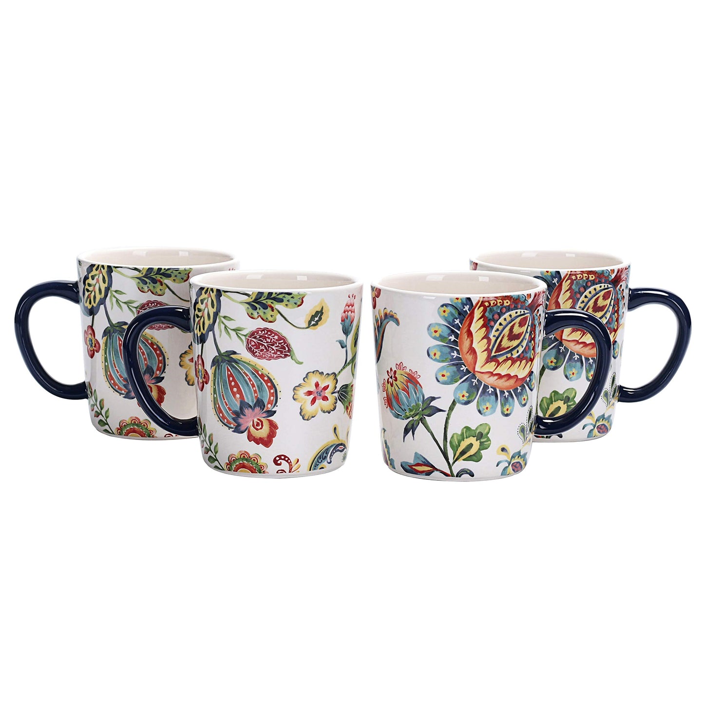 Bico Pattern Mugs Set, Set of 4, Ceramic