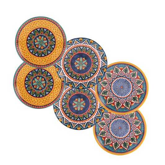 Bico Havana 6 inch Ceramic Appetizer Plate, Set of 6, for Salad, Appetizer, Snacks, Microwave & Dishwasher Safe